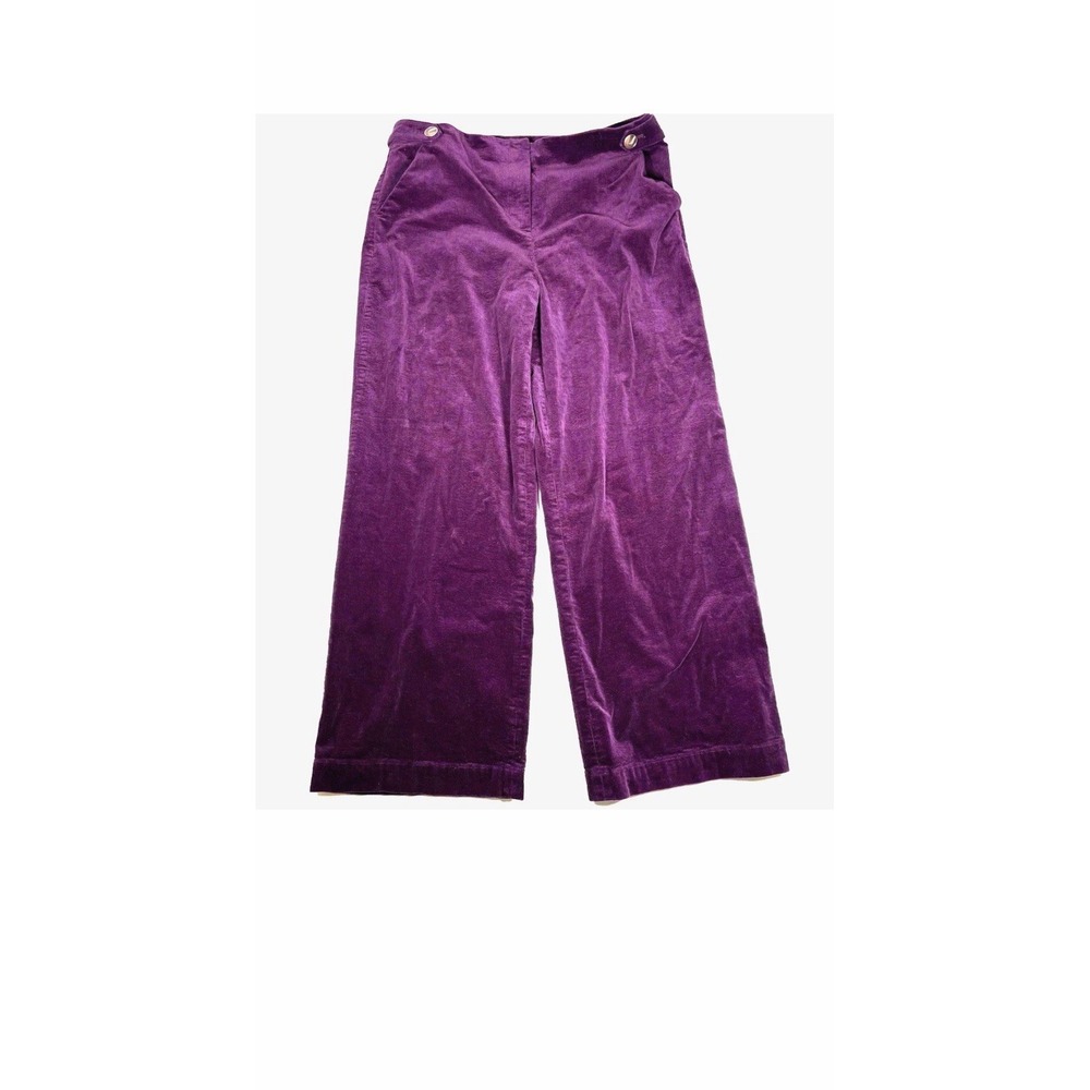 Talbots Pants Women 12P Purple‎ Corduroy Wide Leg High Rise Casual Fall Stretch